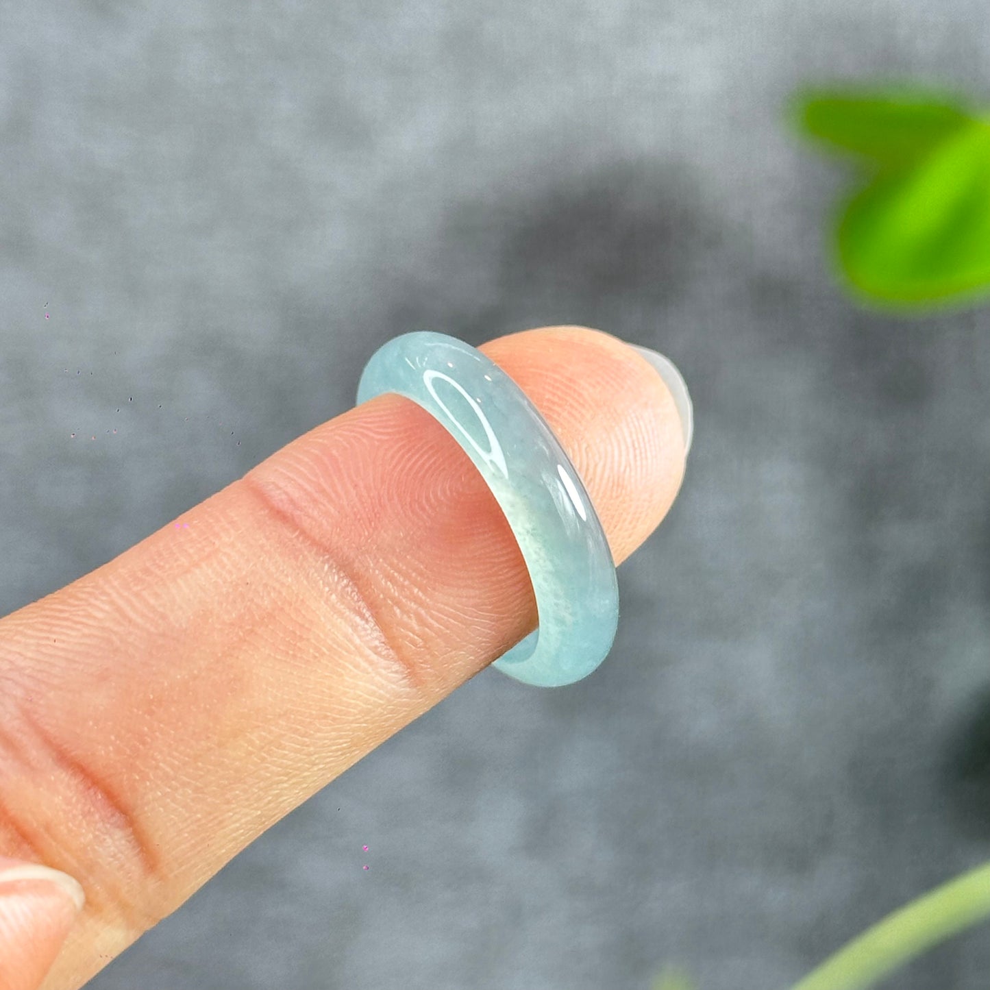 Translucent Water Green Natural Jadeite Jade VIP Ring Size 1.8