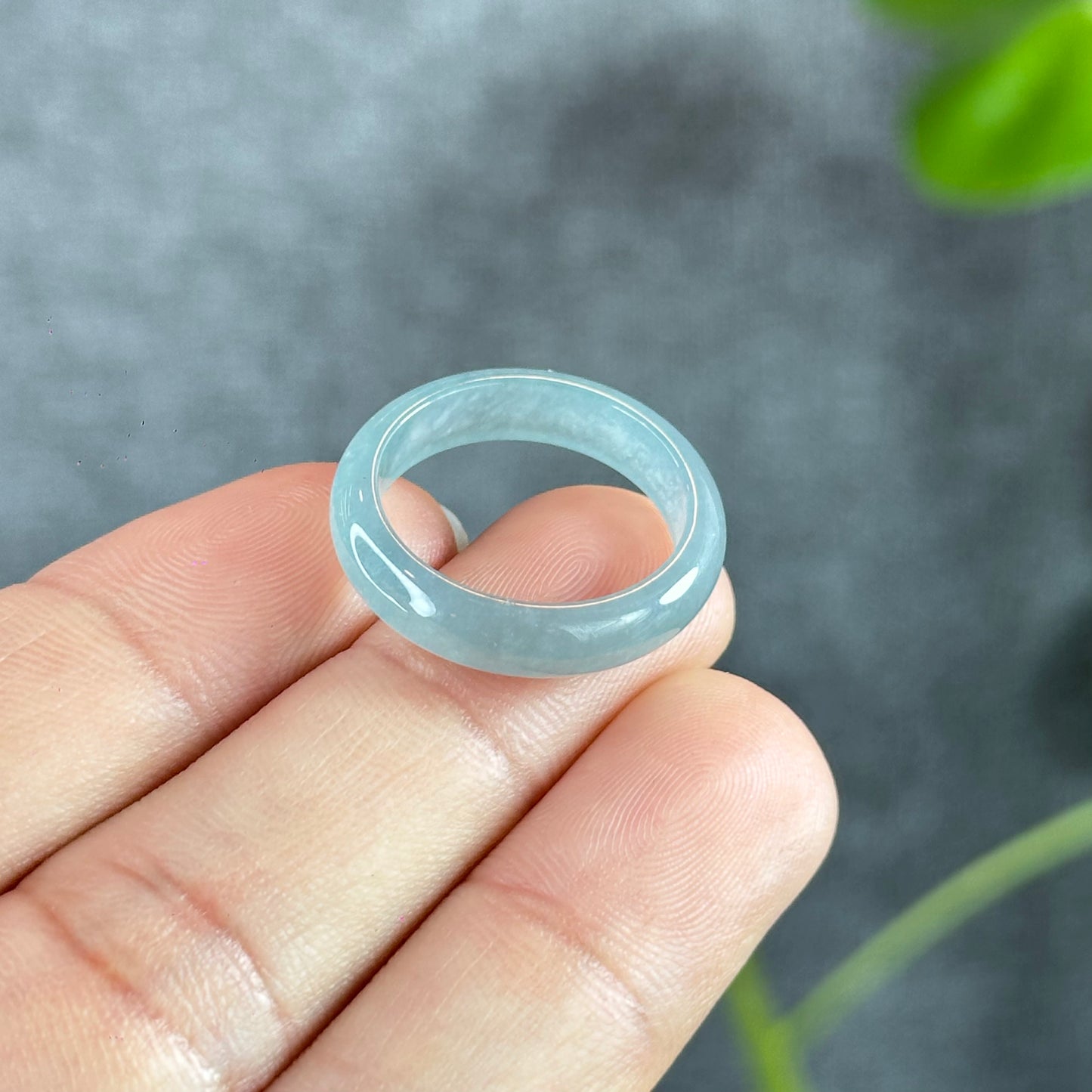 Translucent Water Green Natural Jadeite Jade VIP Ring Size 1.8