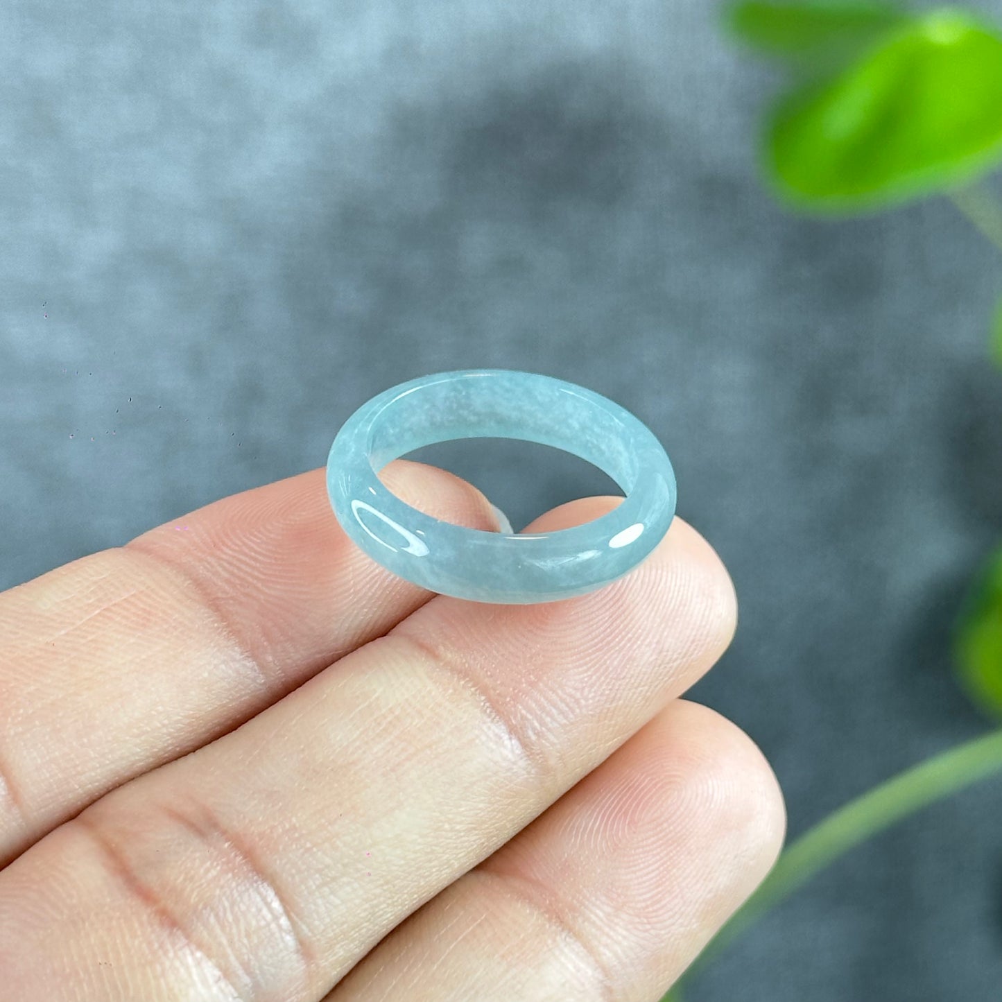 Translucent Water Green Natural Jadeite Jade VIP Ring Size 1.8