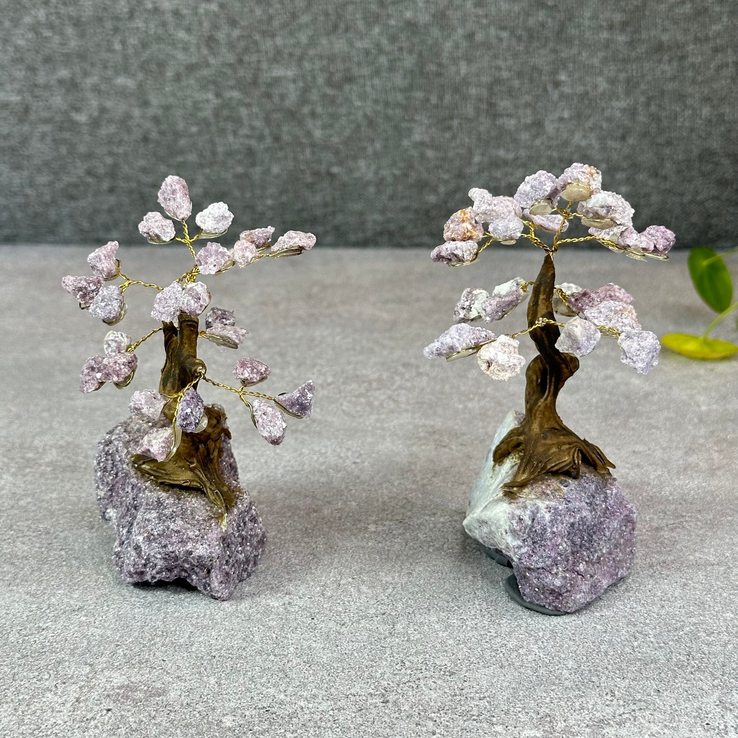 Natural Purple Lepidolite Bonsai Tree with Purple Lepidolite Base