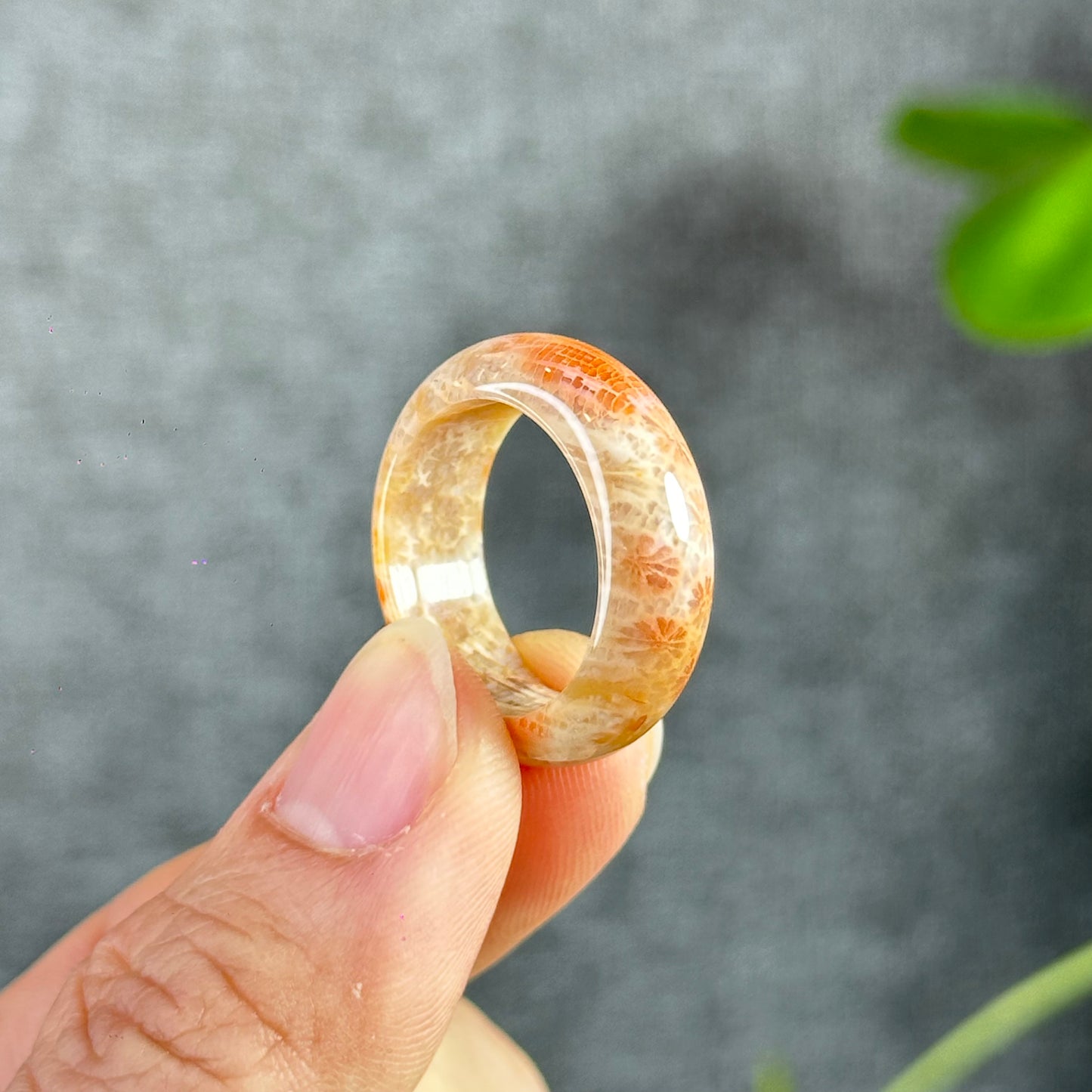 Natural Coral Fossil Ring Size 1.9