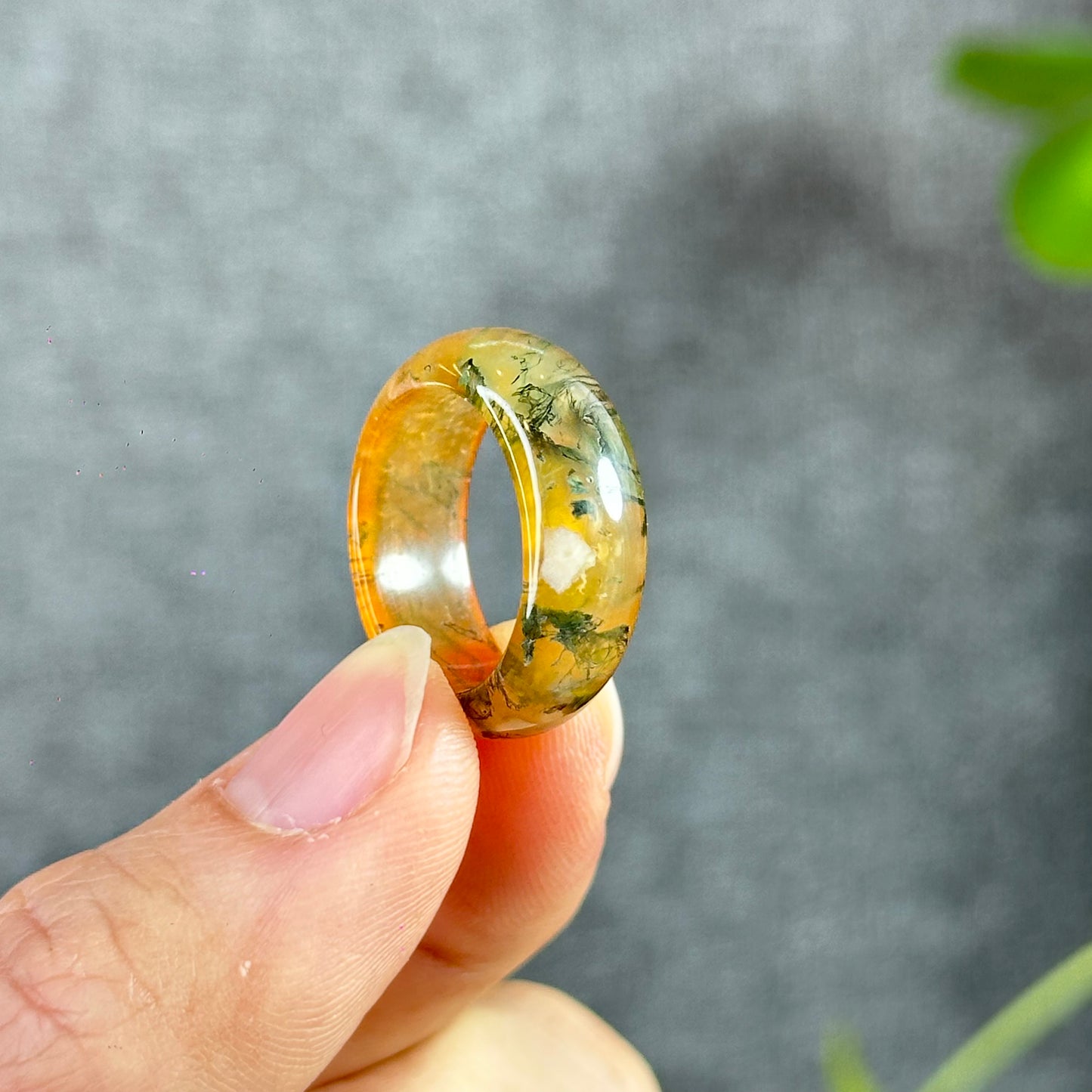 Natural Moss Agate Ring Size 1.8