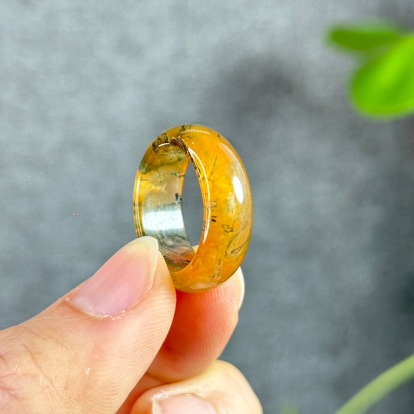 Natural Moss Agate Ring Size 1.8