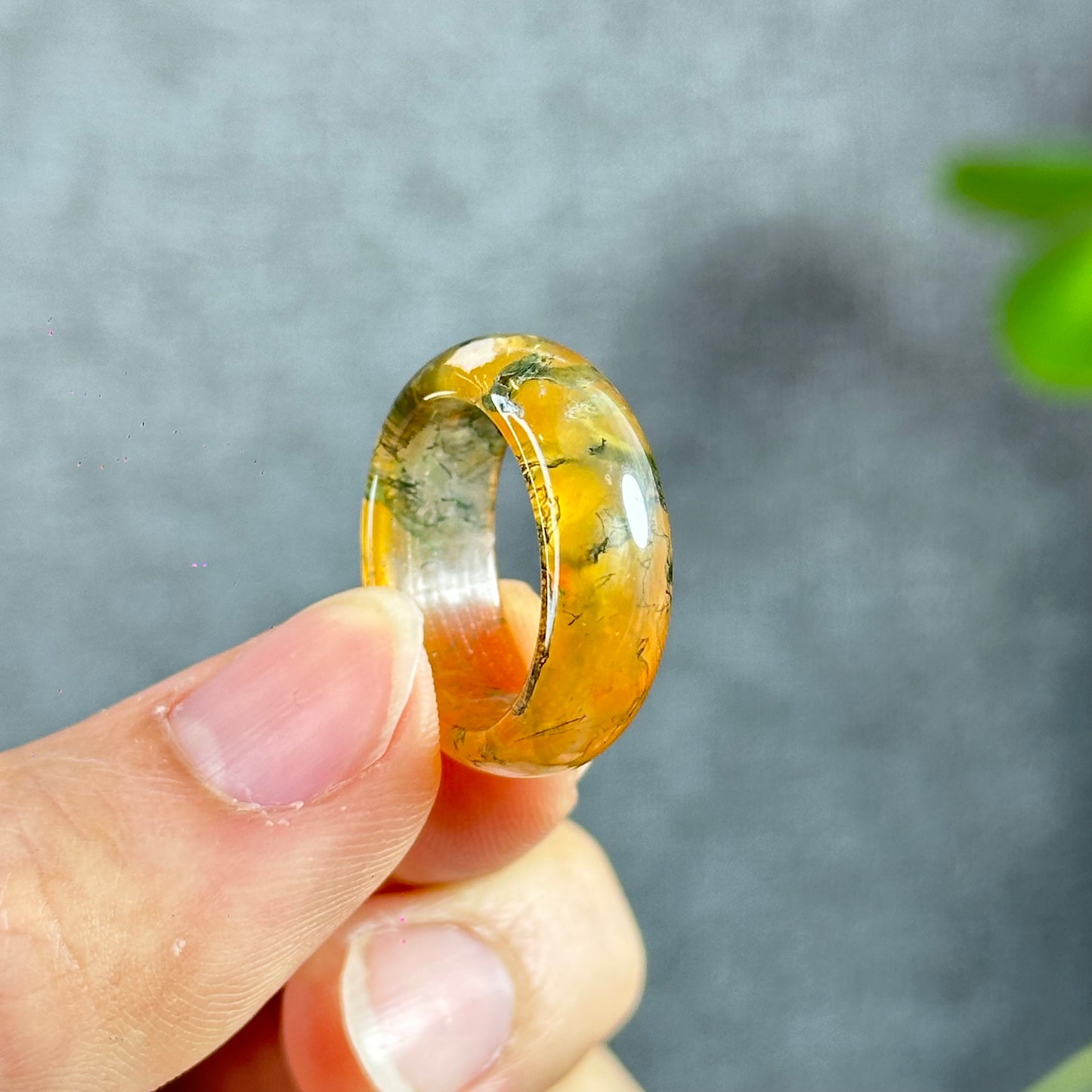 Natural Moss Agate Ring Size 1.8