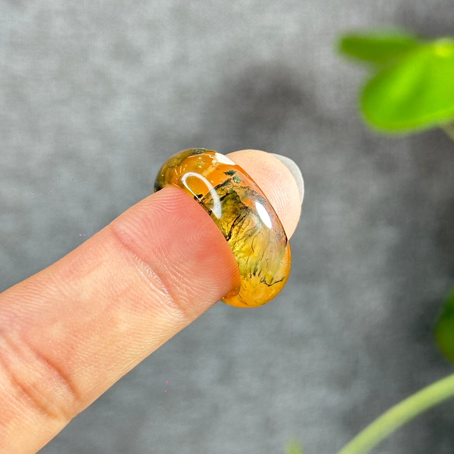 Natural Moss Agate Ring Size 1.8
