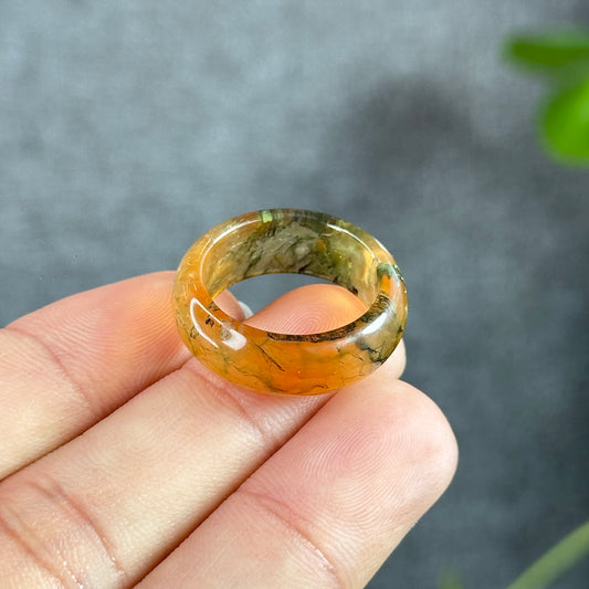 Natural Moss Agate Ring Size 1.8