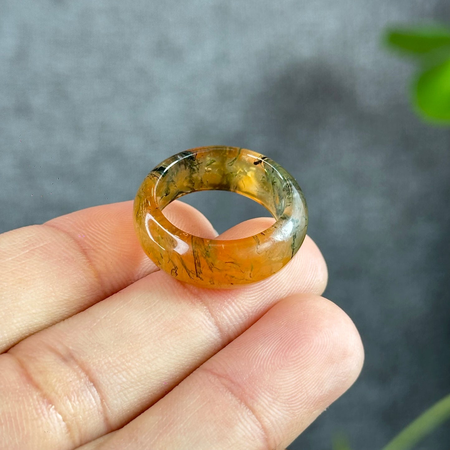 Natural Moss Agate Ring Size 1.8