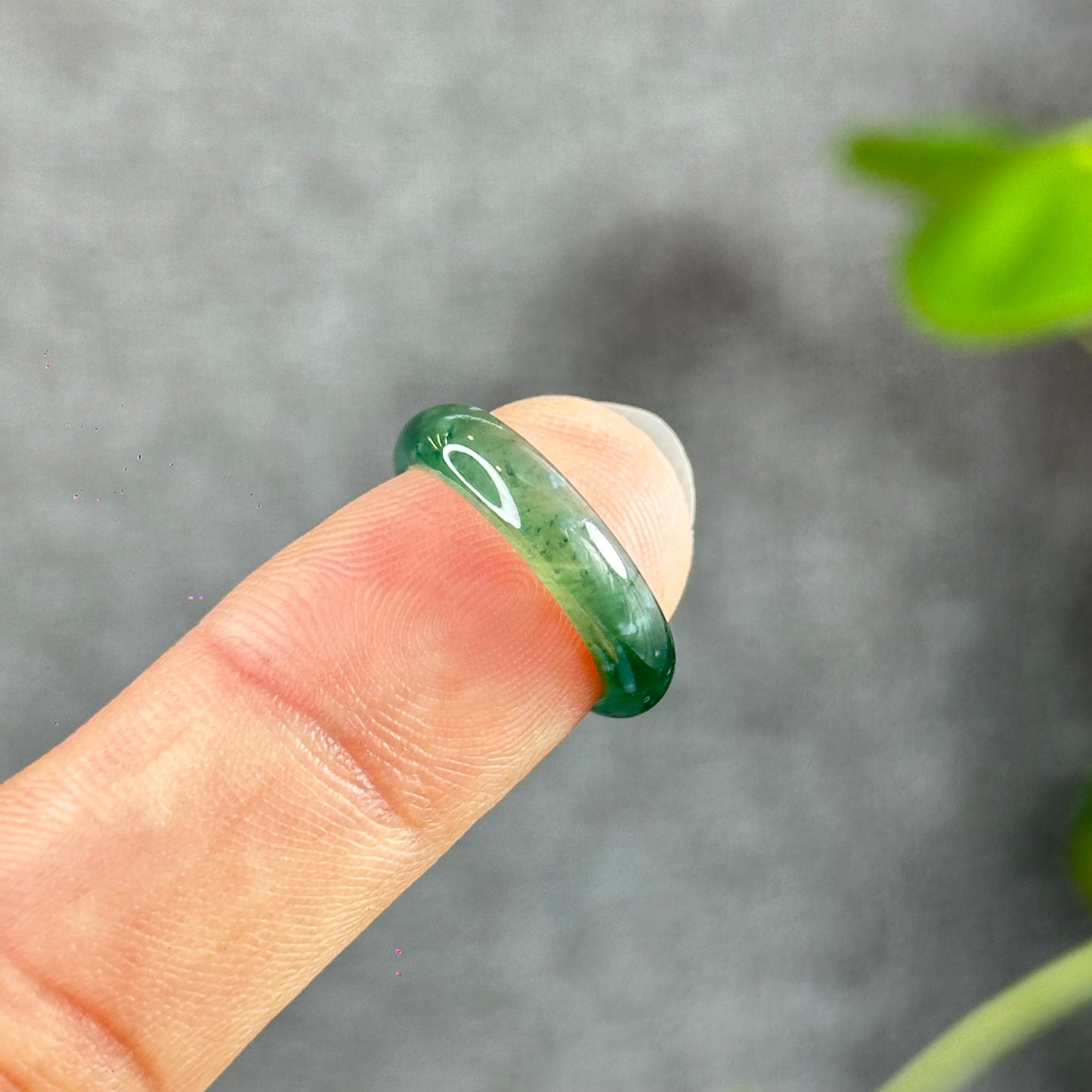 Semi-Translucent Water Green Natural Jadeite Jade Ring Size 1.57