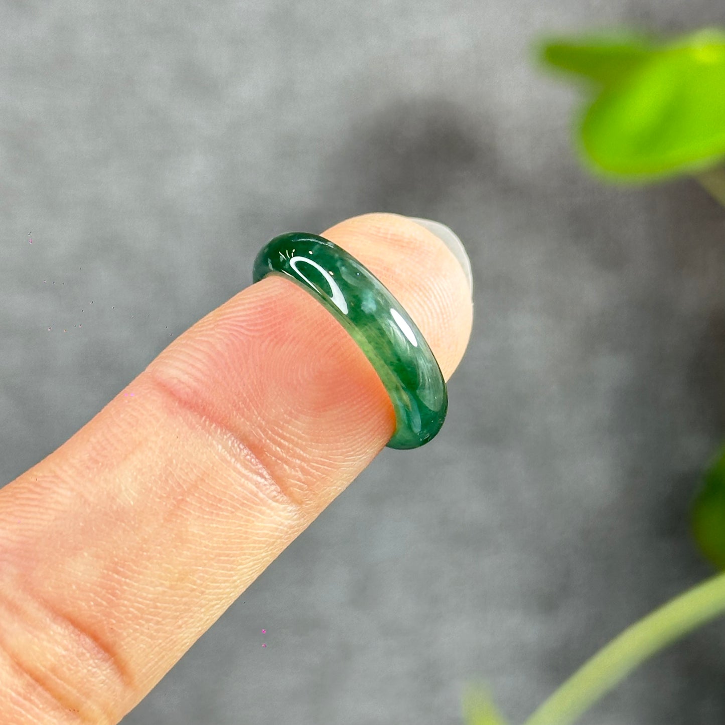 Semi-Translucent Water Green Natural Jadeite Jade Ring Size 1.57