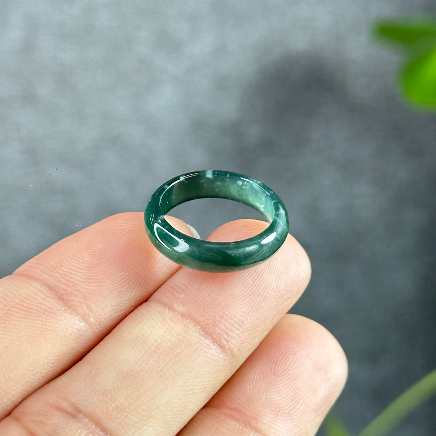 Semi-Translucent Water Green Natural Jadeite Jade Ring Size 1.57