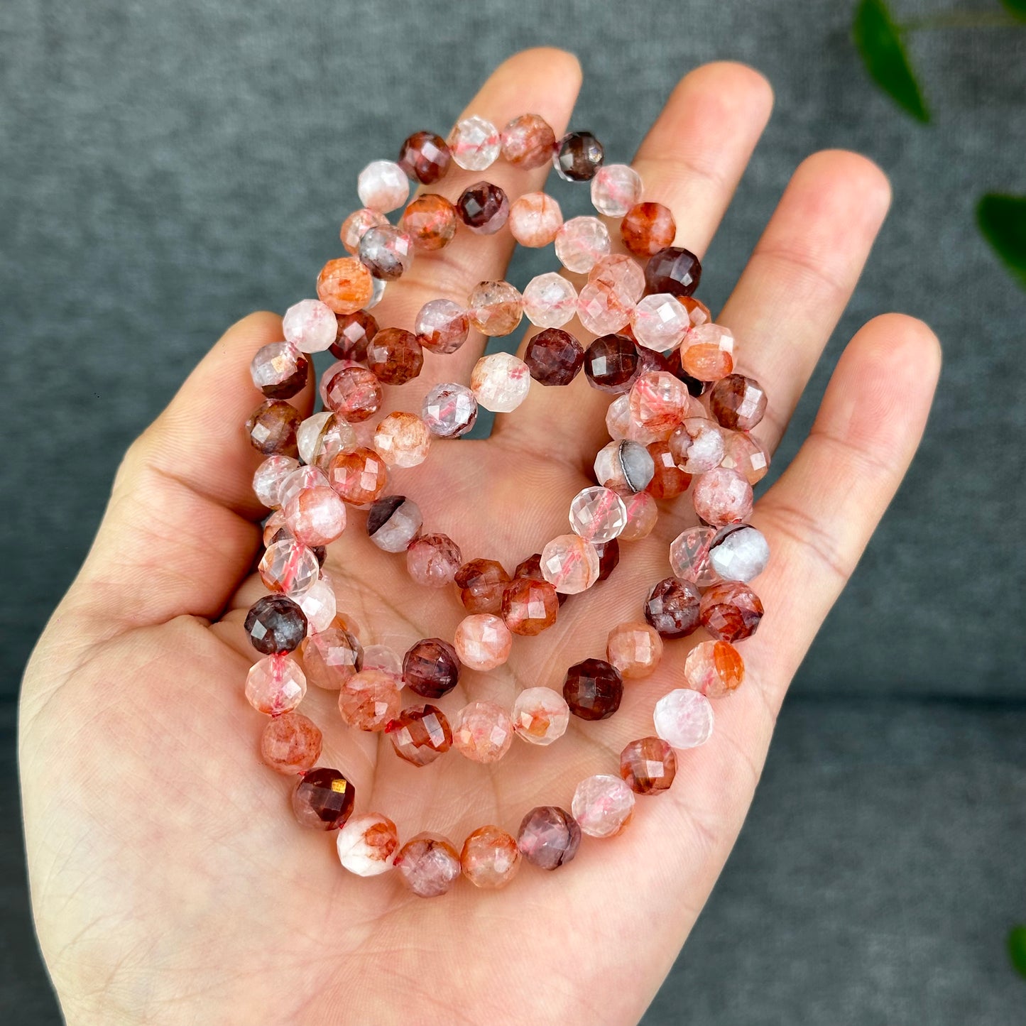 Natural Faceted Fire Quartz Bracelet Size 8 mm