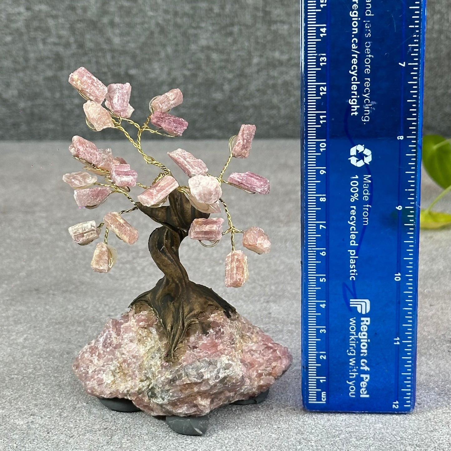 Natural Strawberry Quartz Bonsai Tree with Strawberry Quartz Base