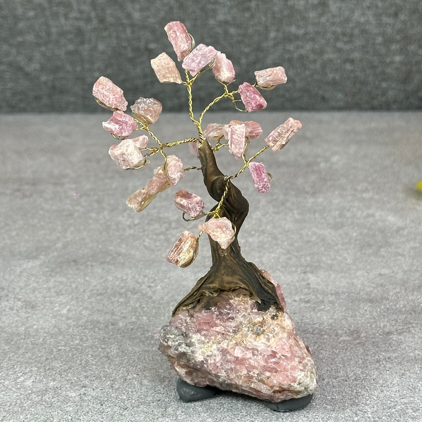 Natural Strawberry Quartz Bonsai Tree with Strawberry Quartz Base