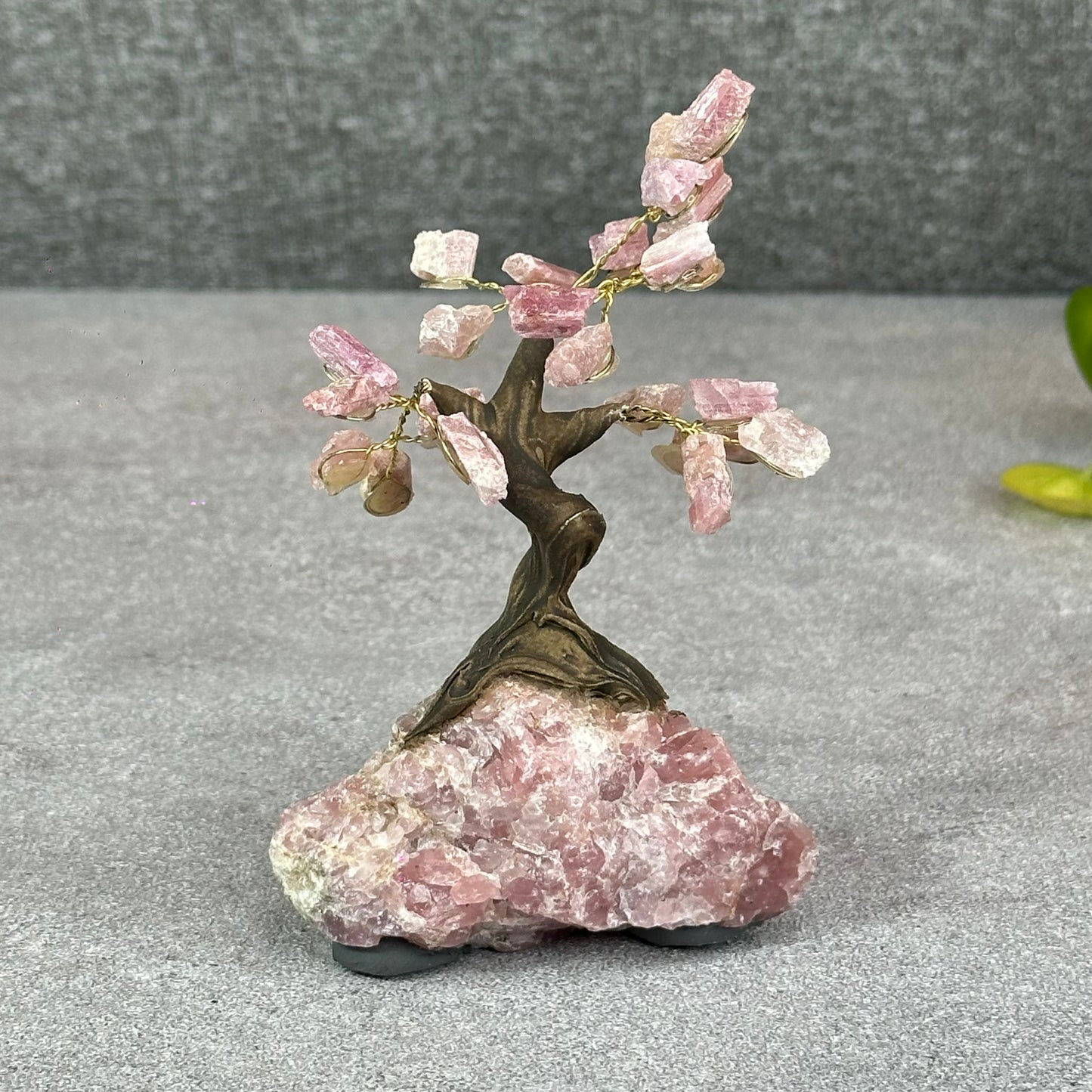 Natural Strawberry Quartz Bonsai Tree with Strawberry Quartz Base