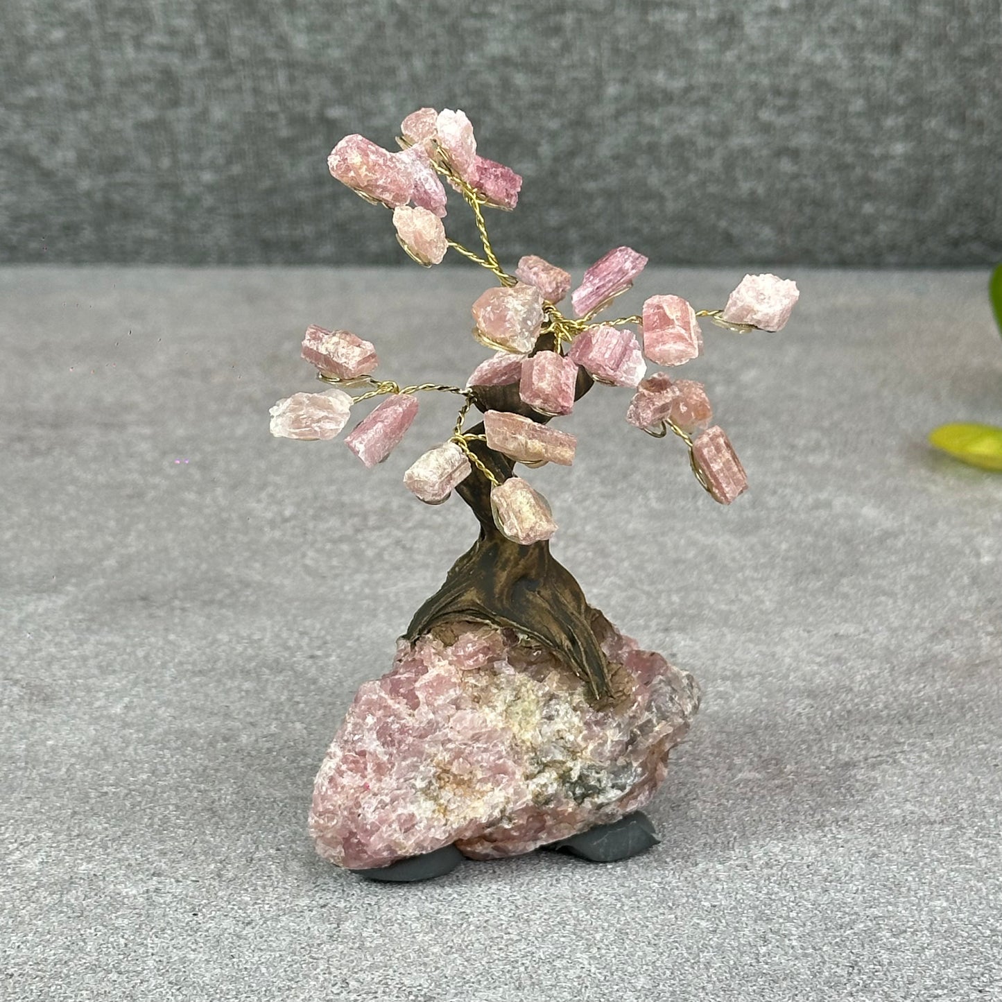 Natural Strawberry Quartz Bonsai Tree with Strawberry Quartz Base
