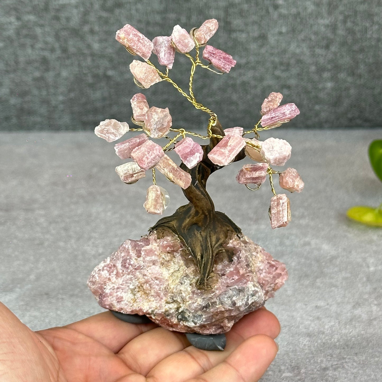 Natural Strawberry Quartz Bonsai Tree with Strawberry Quartz Base