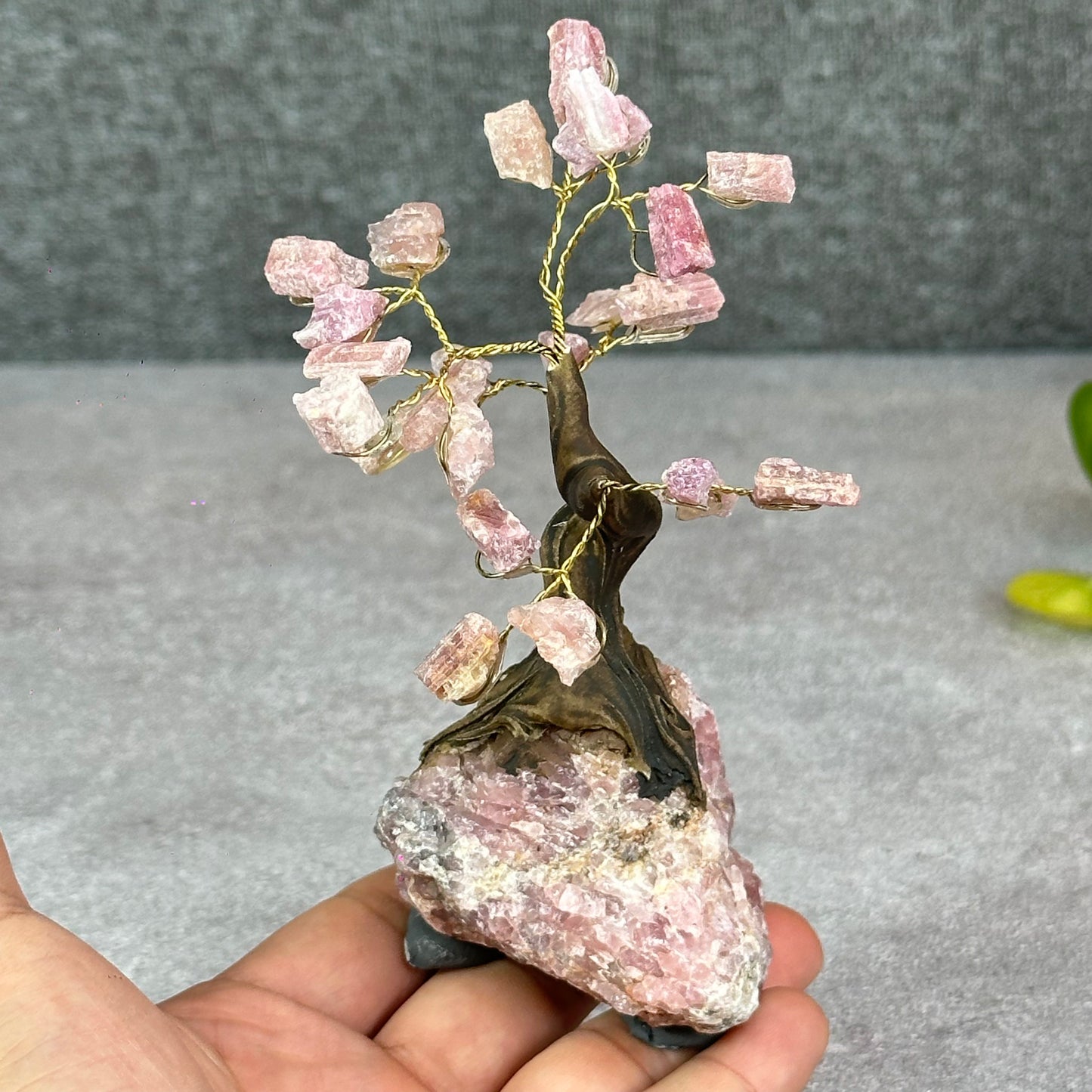 Natural Strawberry Quartz Bonsai Tree with Strawberry Quartz Base
