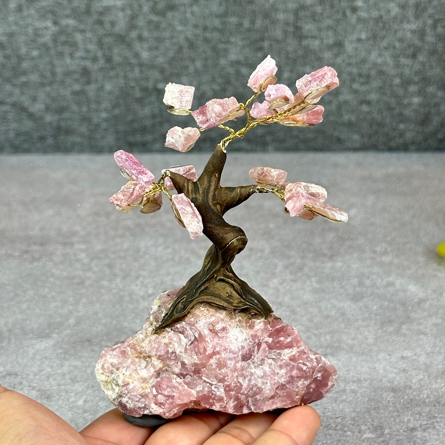 Natural Strawberry Quartz Bonsai Tree with Strawberry Quartz Base