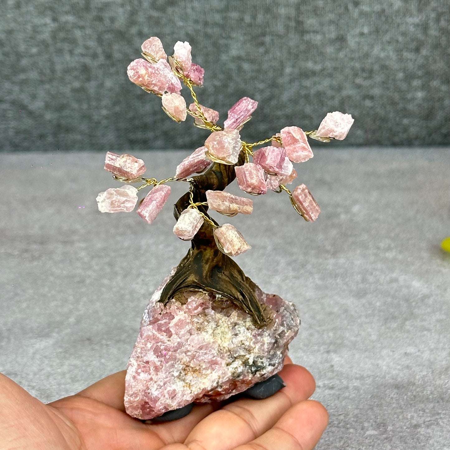 Natural Strawberry Quartz Bonsai Tree with Strawberry Quartz Base