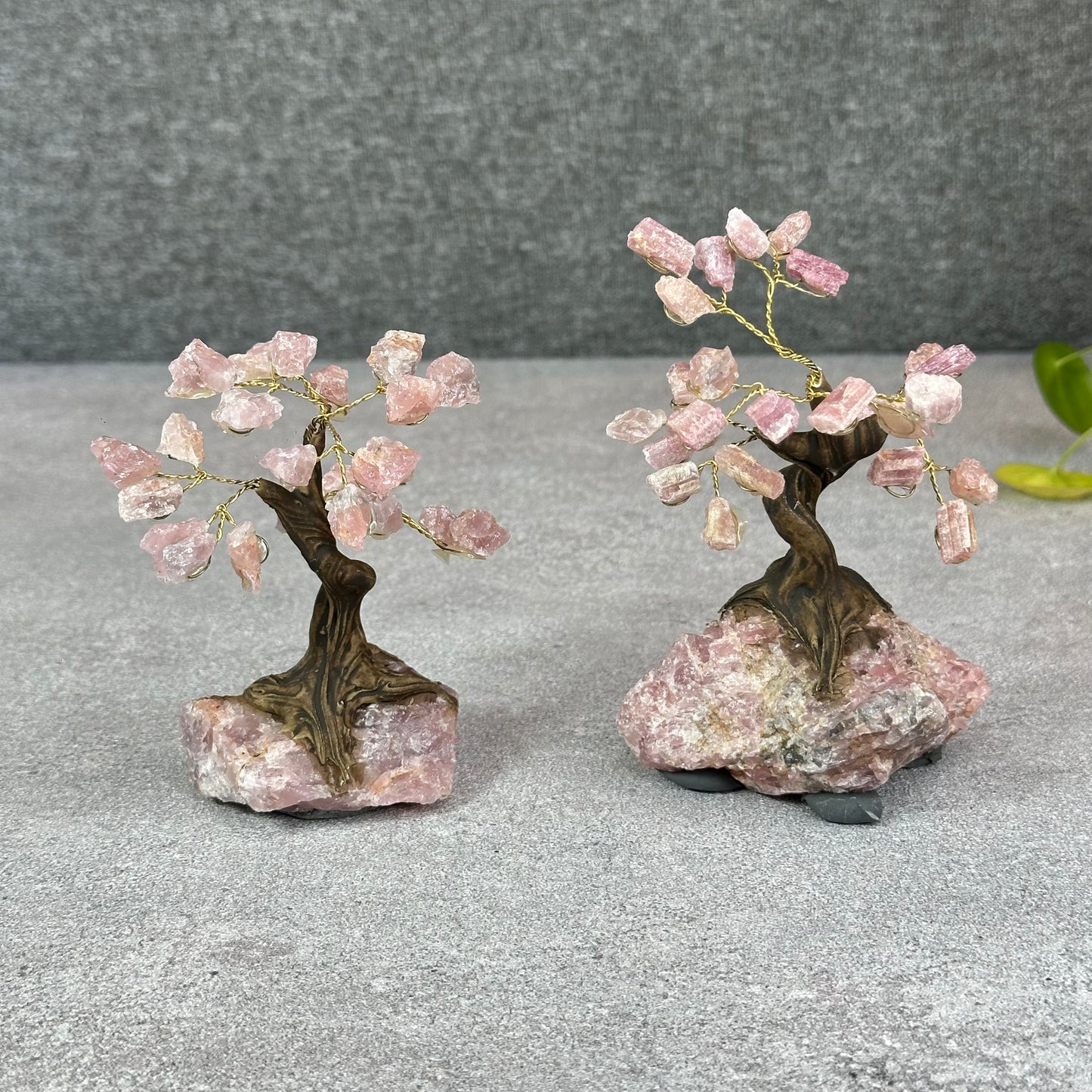 Natural Strawberry Quartz Bonsai Tree with Strawberry Quartz Base