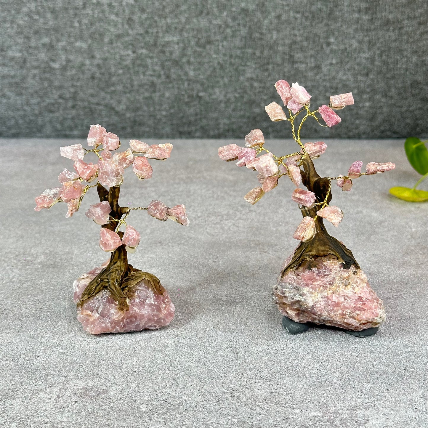 Natural Strawberry Quartz Bonsai Tree with Strawberry Quartz Base
