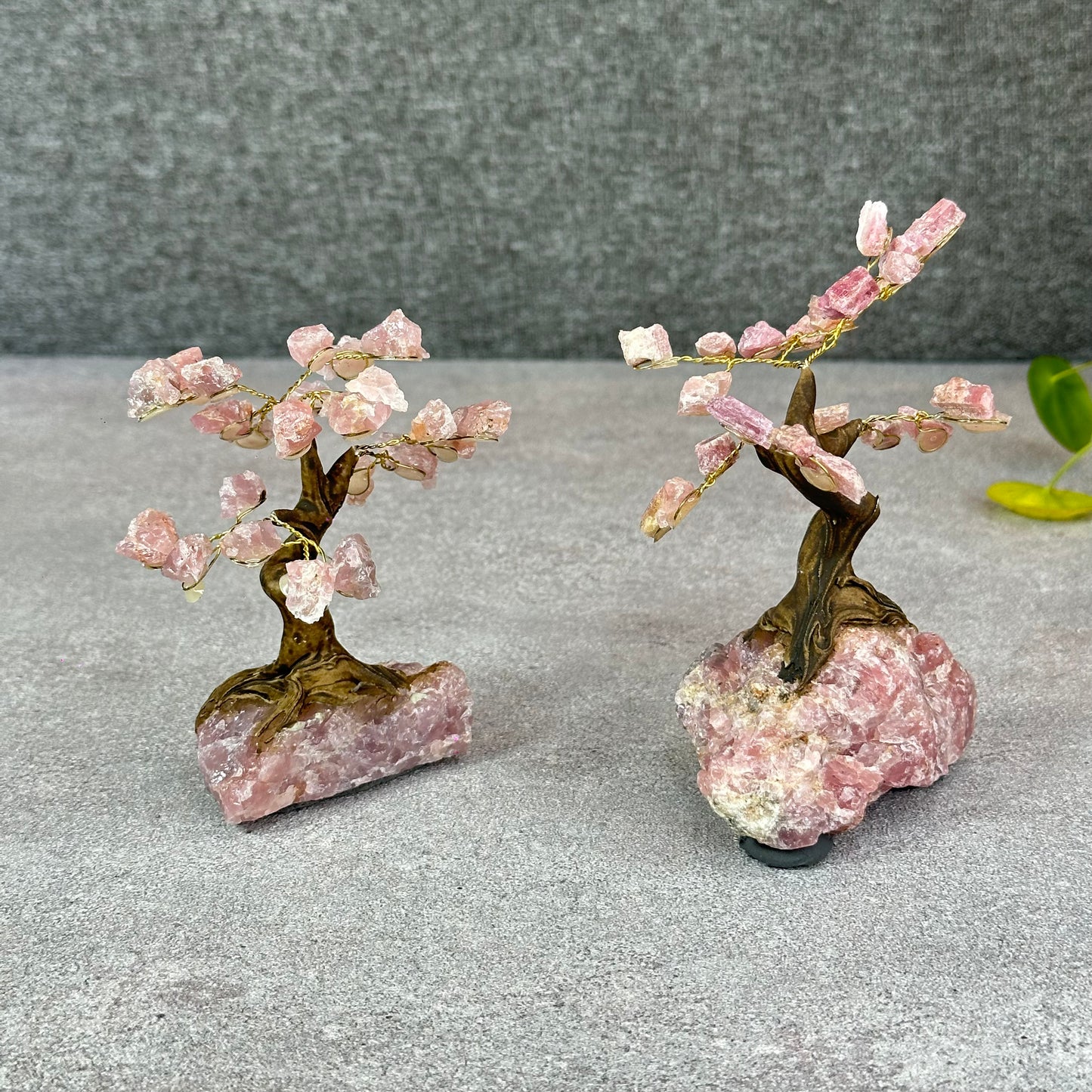 Natural Strawberry Quartz Bonsai Tree with Strawberry Quartz Base