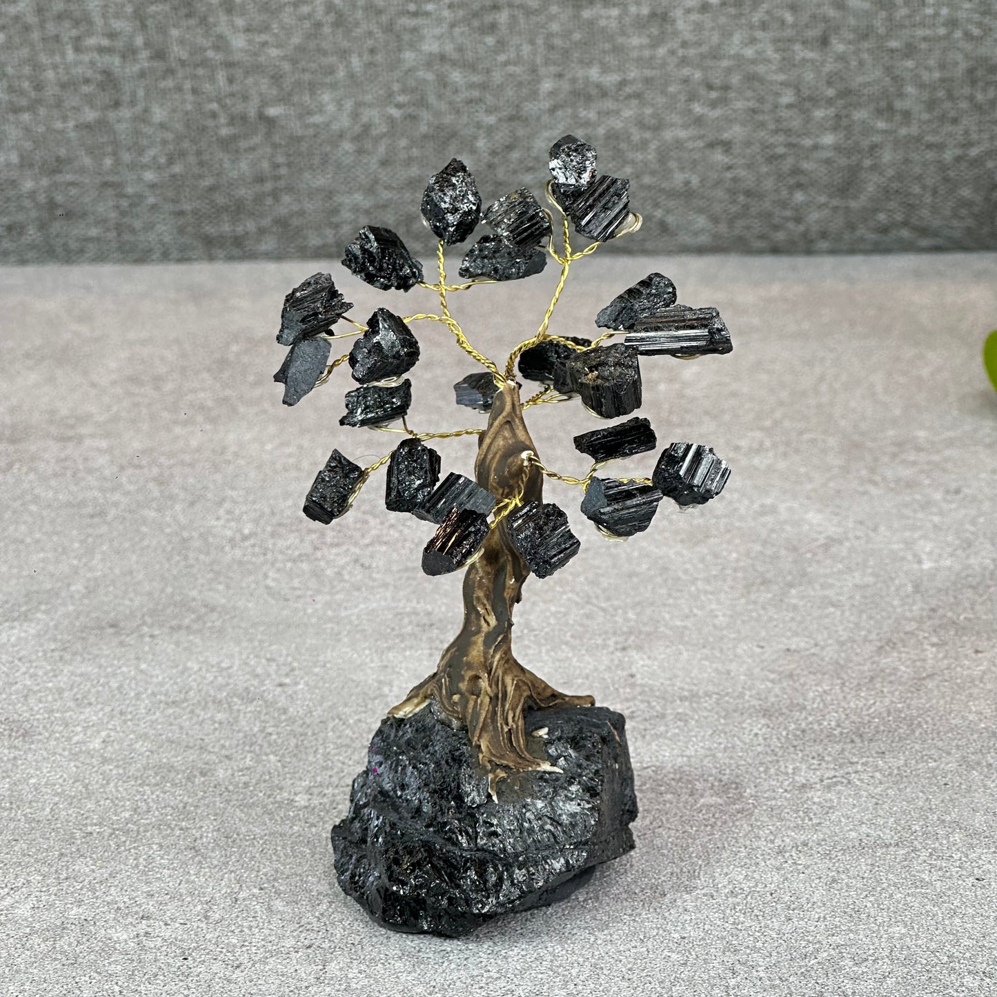 Natural Black Tourmaline Bonsai Tree with Quartz Black Tourmaline Base