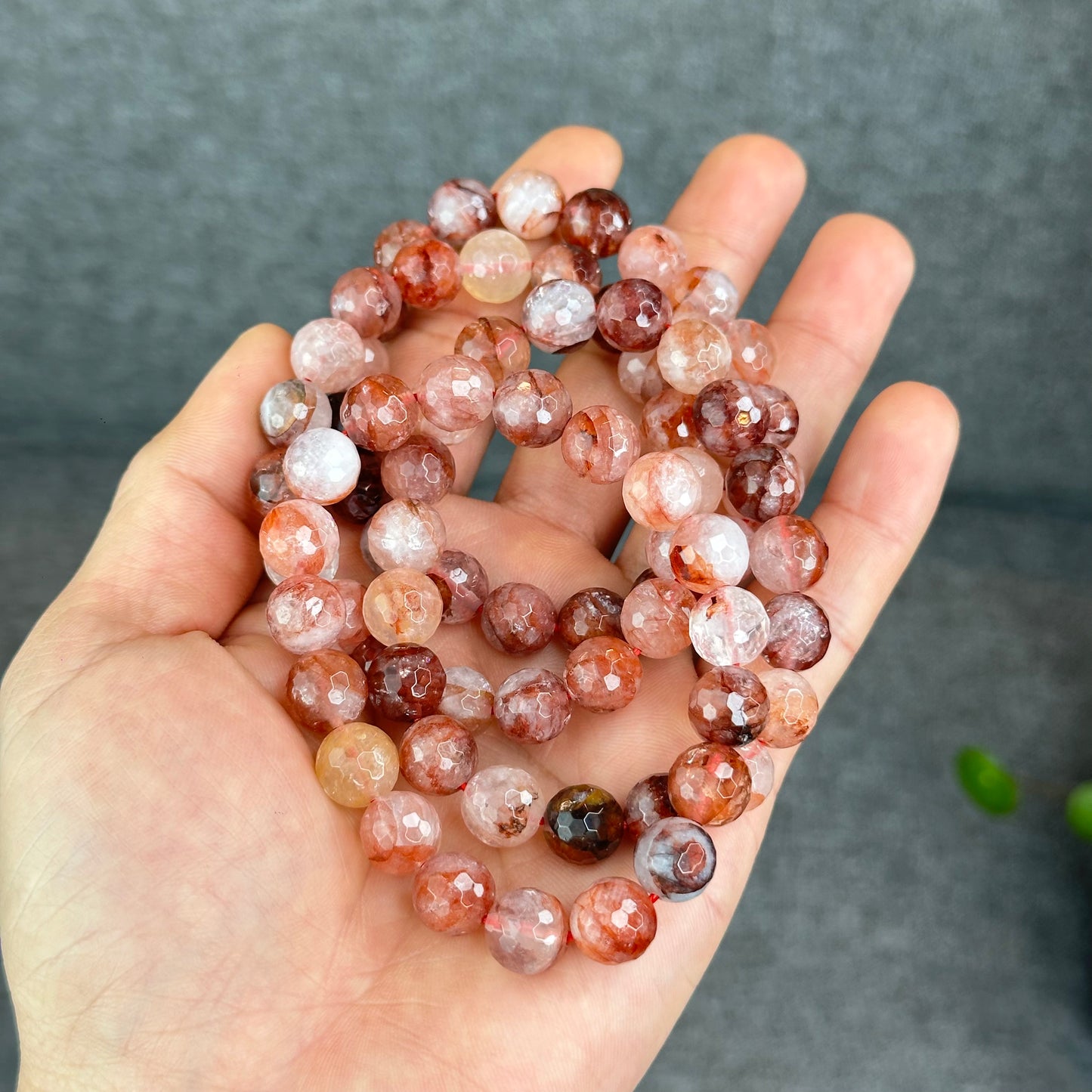Natural Faceted Fire Quartz Bracelet size 9.7-10 mm