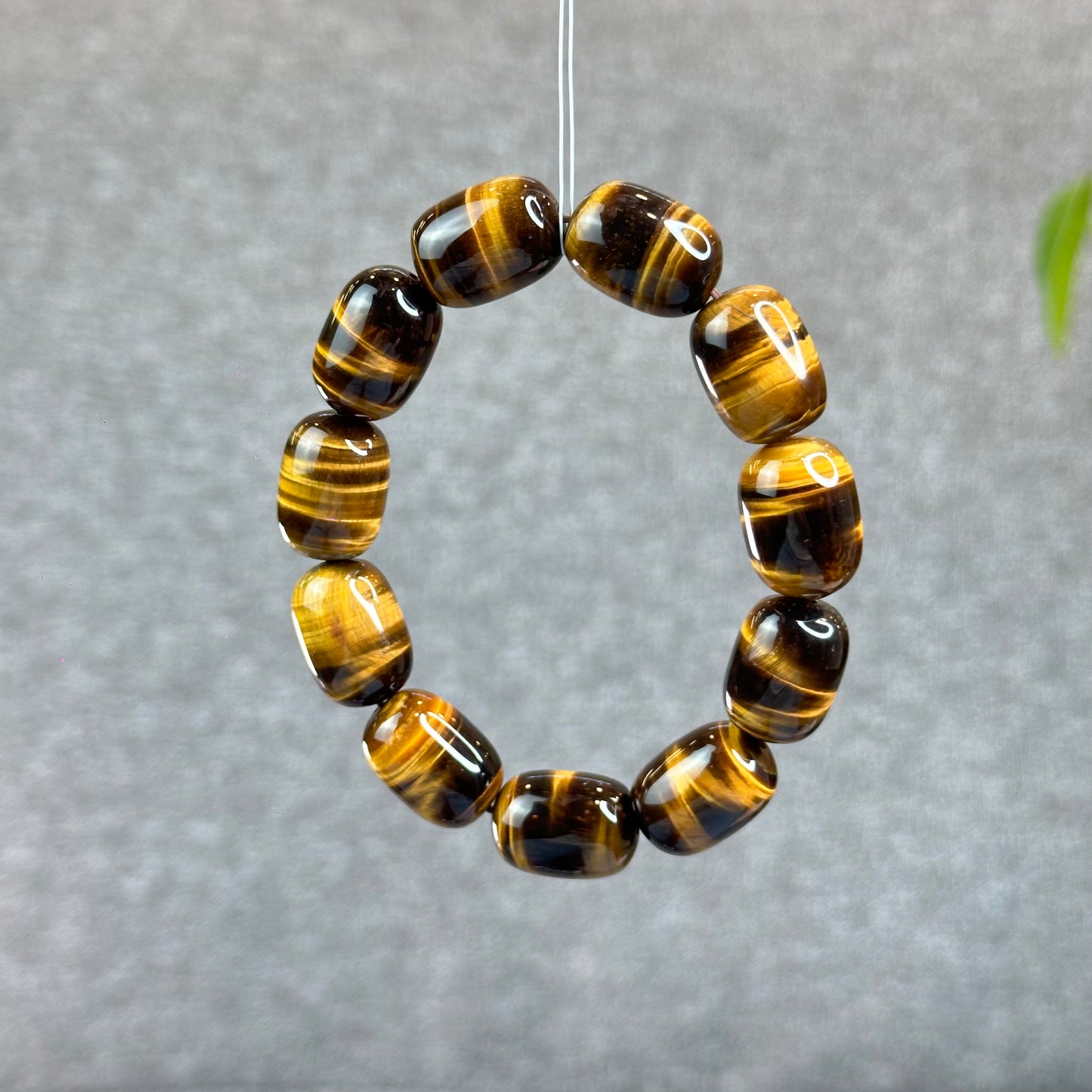 Lu Thong Natural Golden Brown Tiger Eye Bracelet Size 18 mm by 13 mm