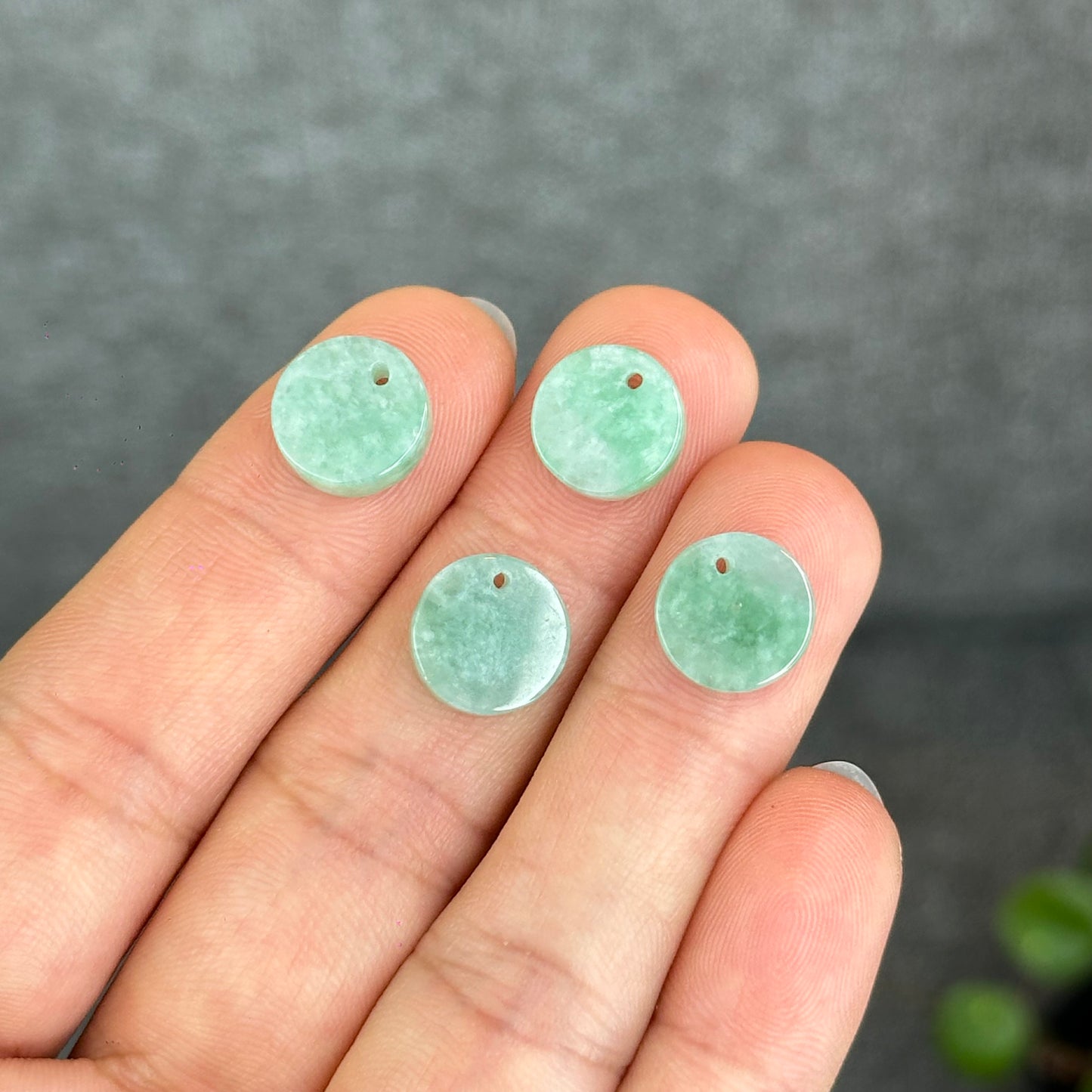 Natural Apple Green Jadeite Jade Round Shape Charm