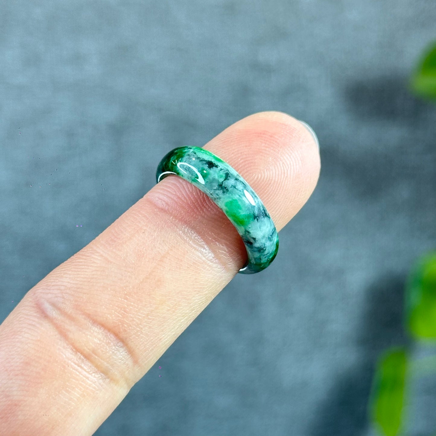 Son Thuy Green Natural Jadeite Jade Ring Leaf Style Size 1.7