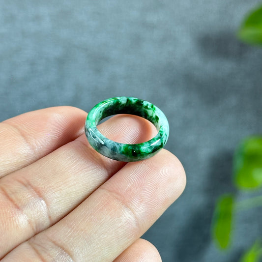 Son Thuy Green Natural Jadeite Jade Ring Leaf Style Size 1.7