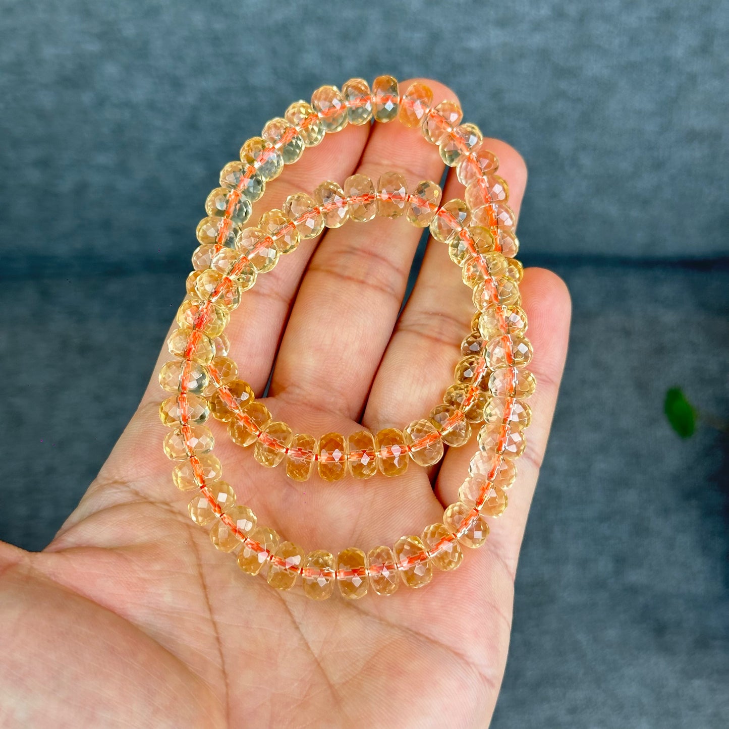 Natural Citrine Faceted Rondell Bracelet Size 8-8.5 mm