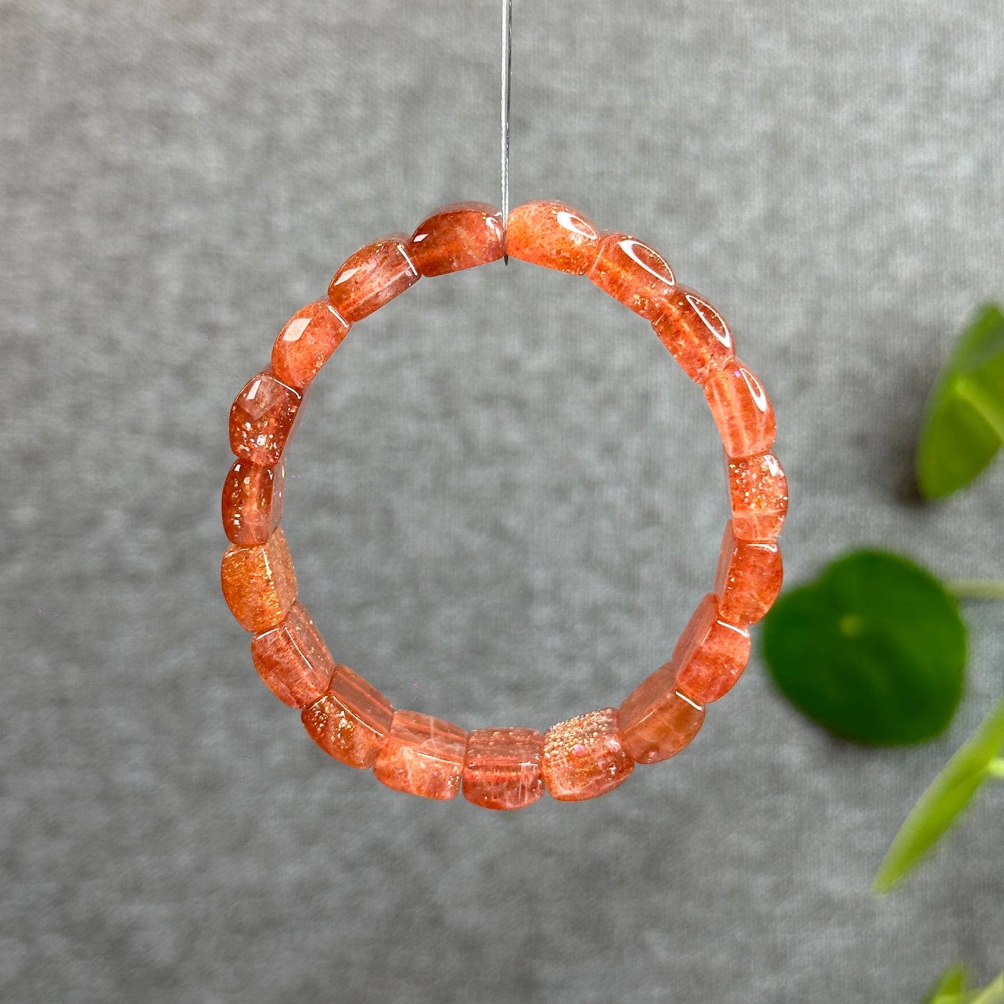 Natural Golden Sunstone Flat Bracelet Size 14 mm