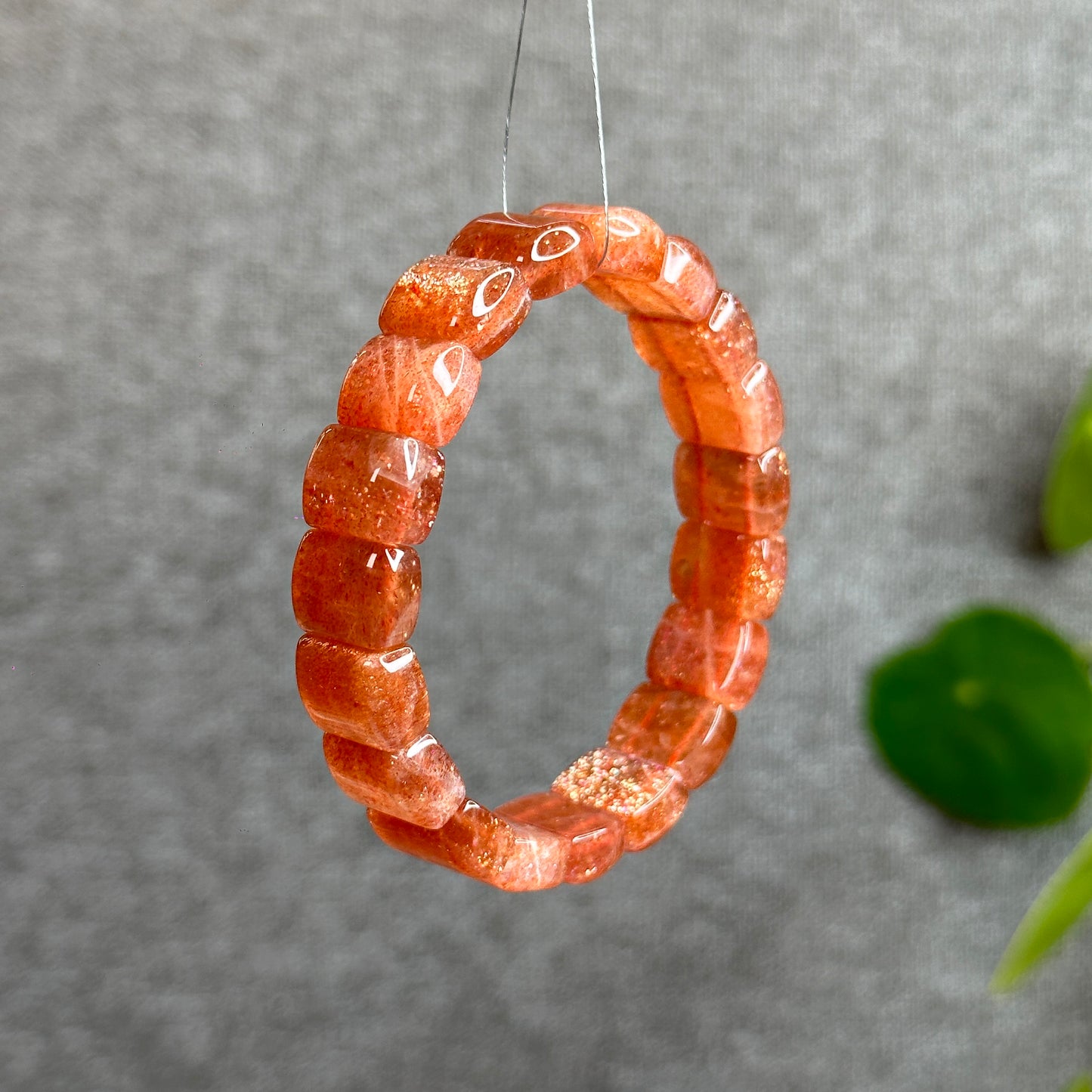 Natural Golden Sunstone Flat Bracelet Size 14 mm