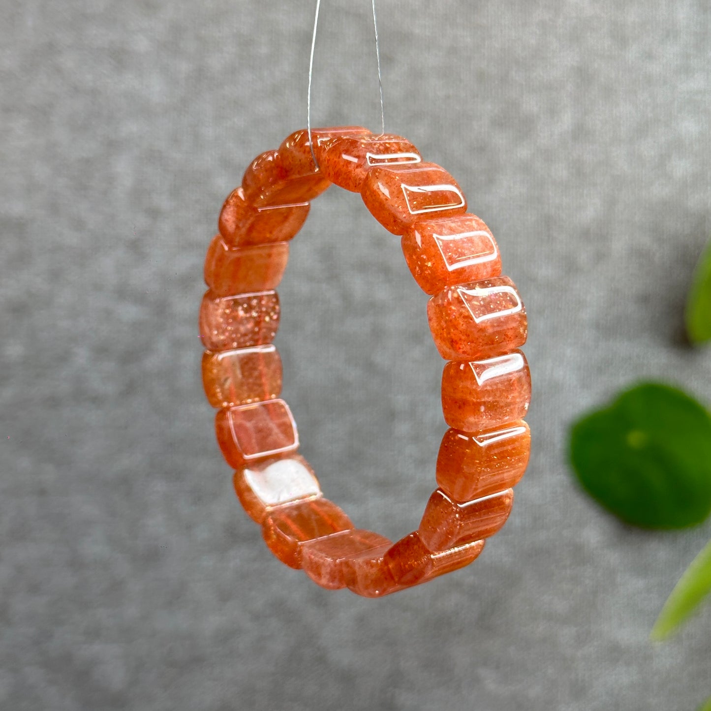Natural Golden Sunstone Flat Bracelet Size 14 mm