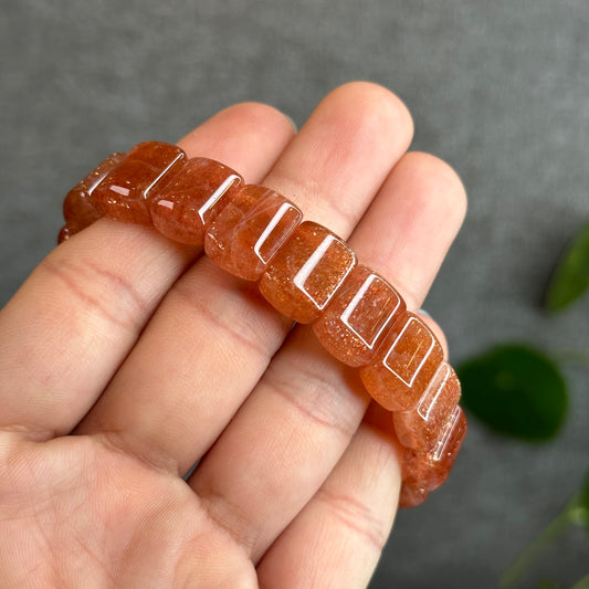 Natural Golden Sunstone Flat Bracelet Size 14 mm
