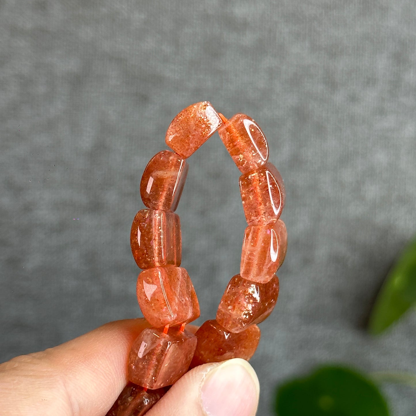 Natural Golden Sunstone Flat Bracelet Size 14 mm