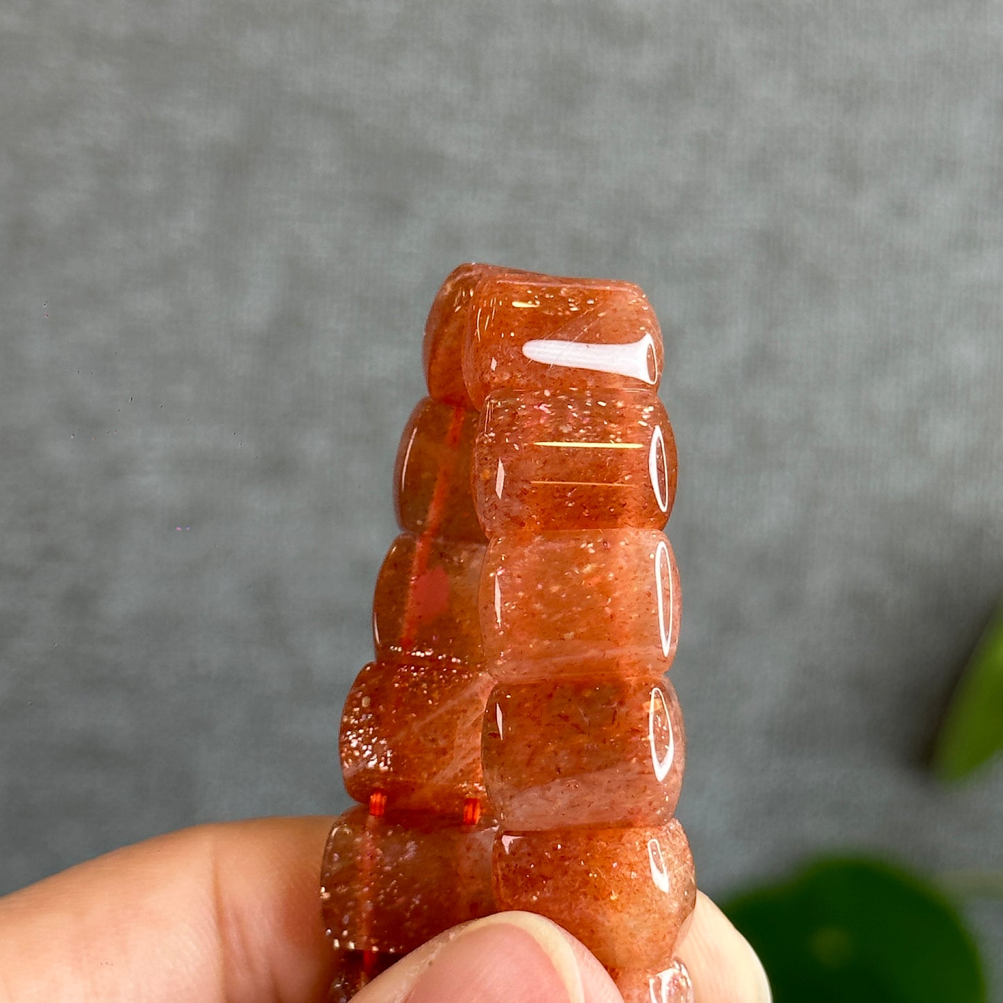 Natural Golden Sunstone Flat Bracelet Size 14 mm