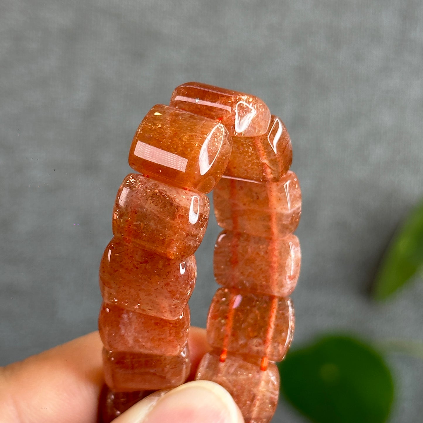 Natural Golden Sunstone Flat Bracelet Size 14 mm
