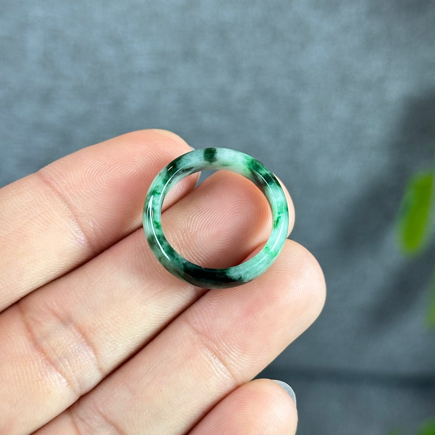 Son Thuy Green Jadeite Jade Ring Leaf Style Size 1.8