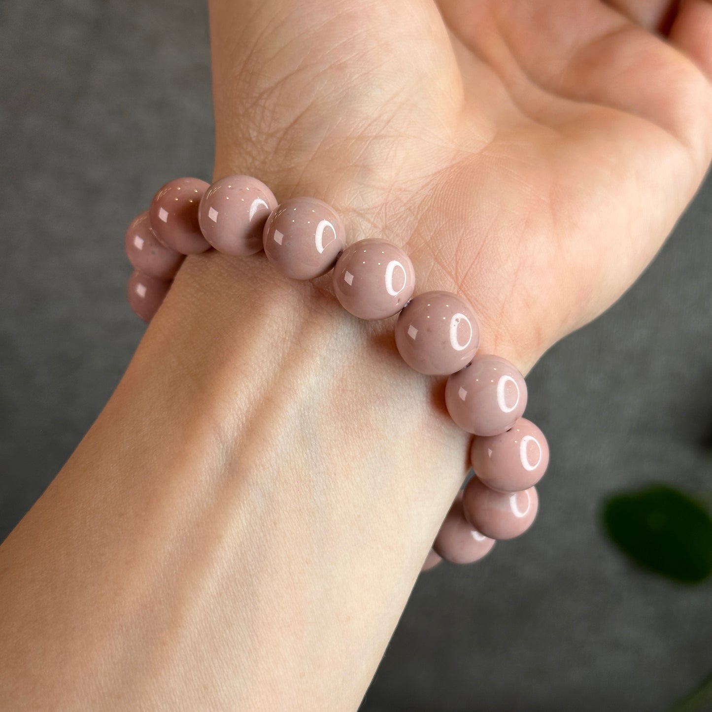 Natural Pink Alashan Agate Bracelet Size 12-12.5 mm