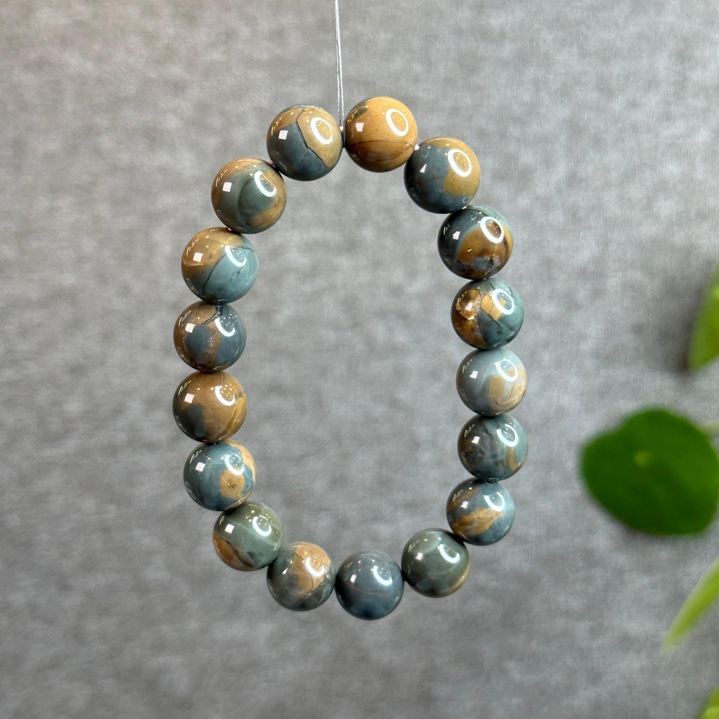 Natural Blue Alashan Agate Bracelet Size 12 mm