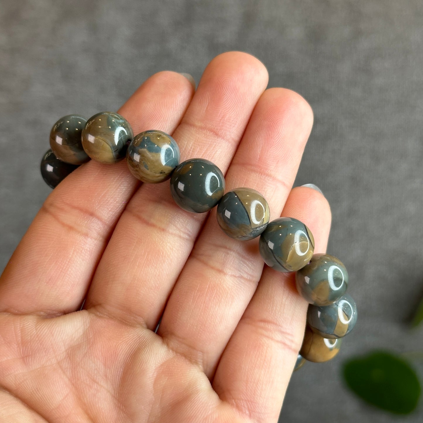 Natural Blue Alashan Agate Bracelet Size 12 mm