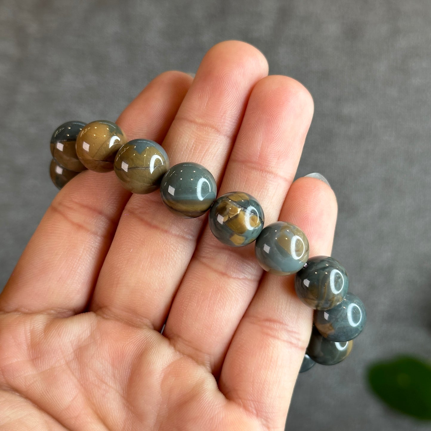 Natural Blue Alashan Agate Bracelet Size 12 mm