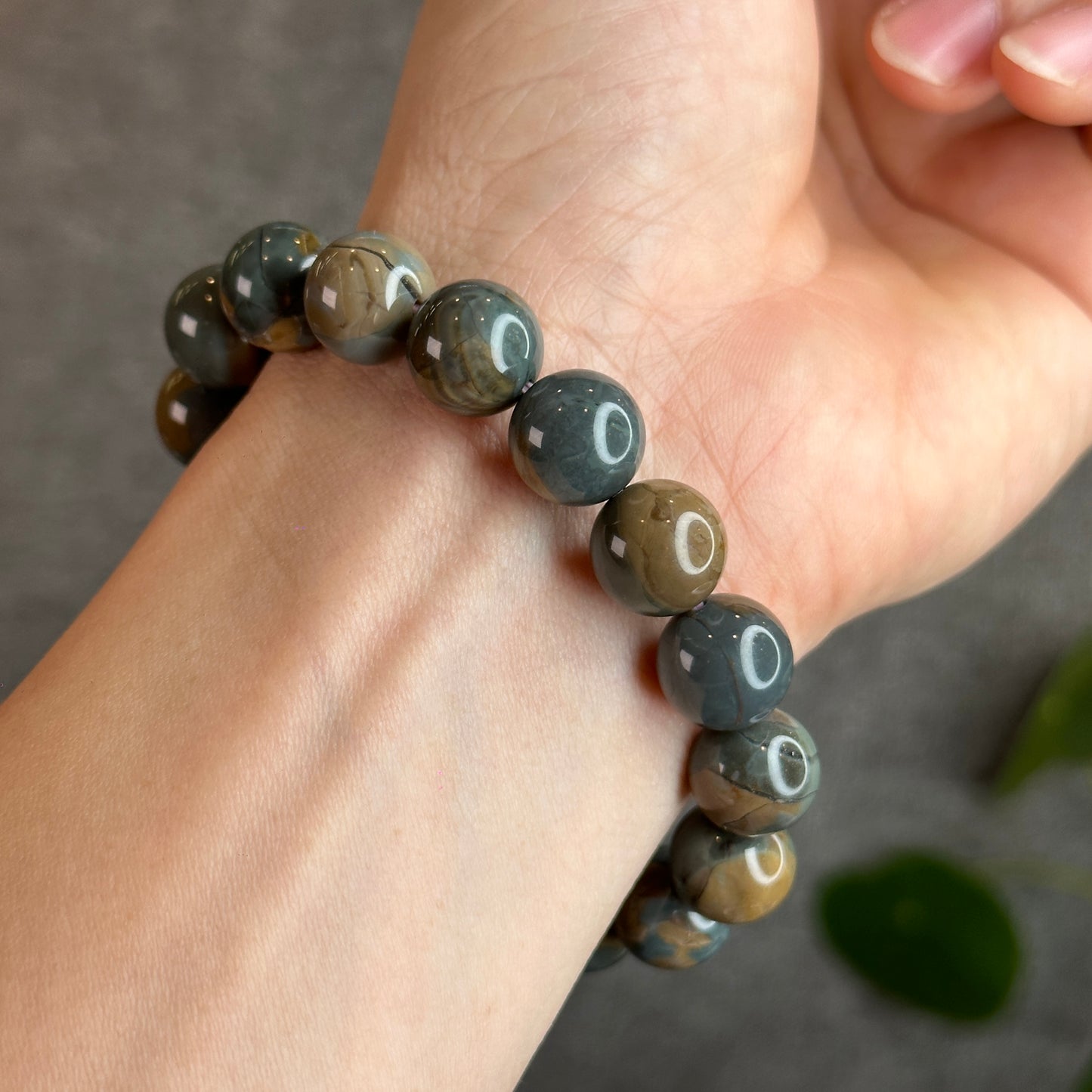 Natural Blue Alashan Agate Bracelet Size 12 mm