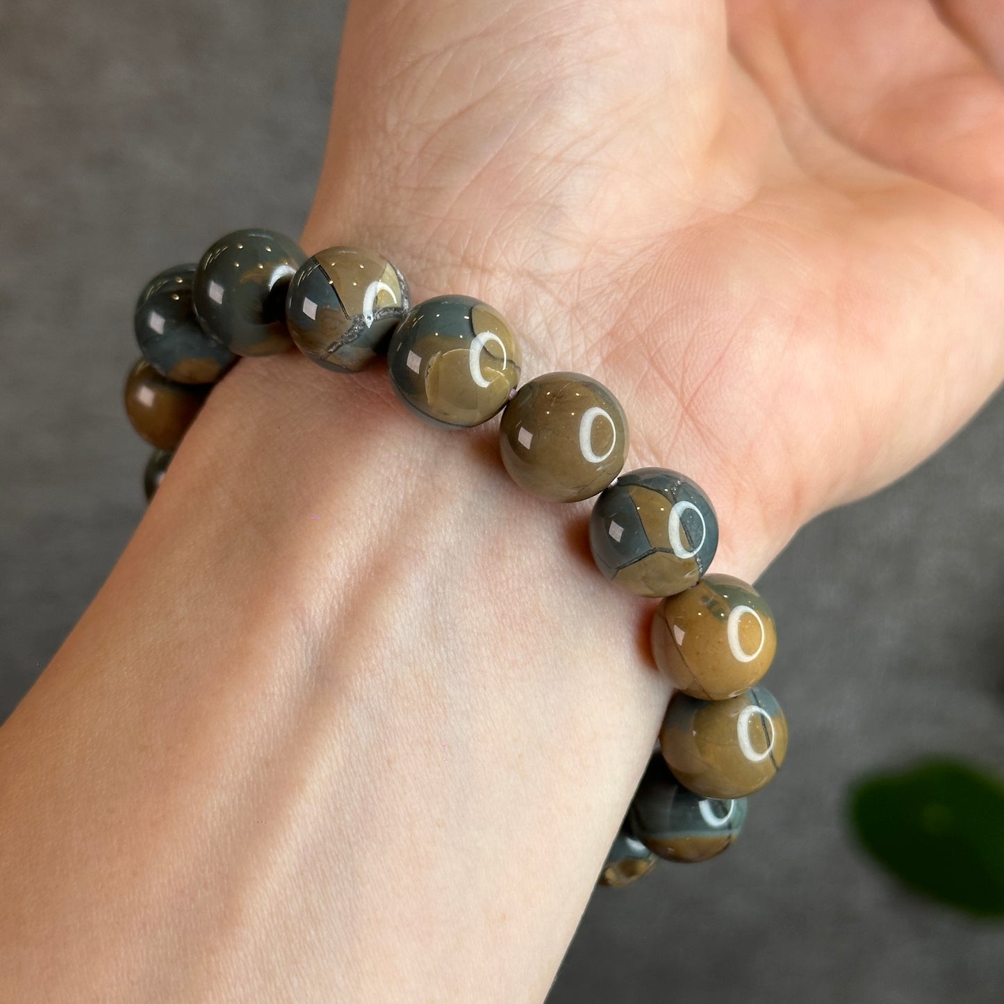 Natural Blue Alashan Agate Bracelet Size 12 mm