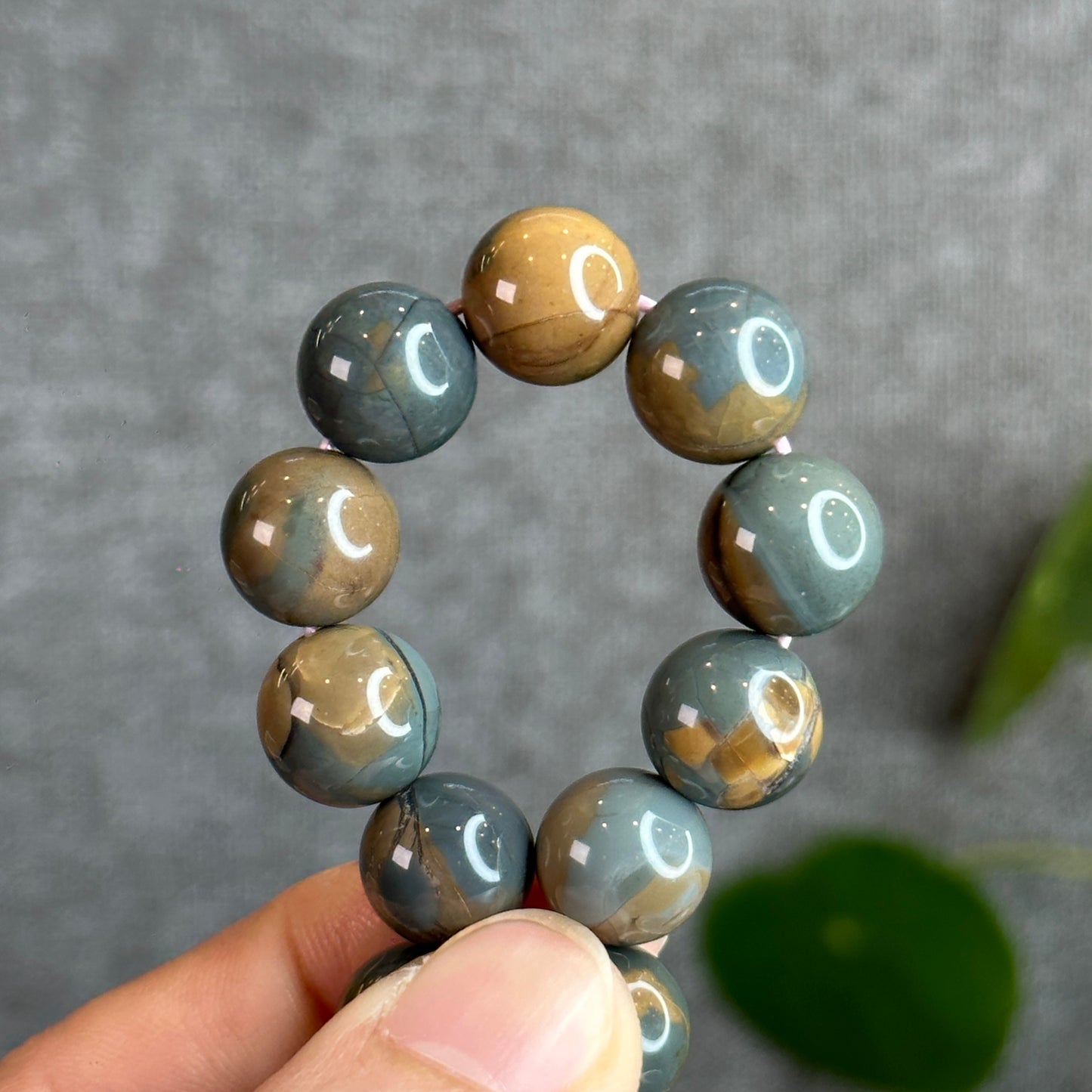 Natural Blue Alashan Agate Bracelet Size 12 mm