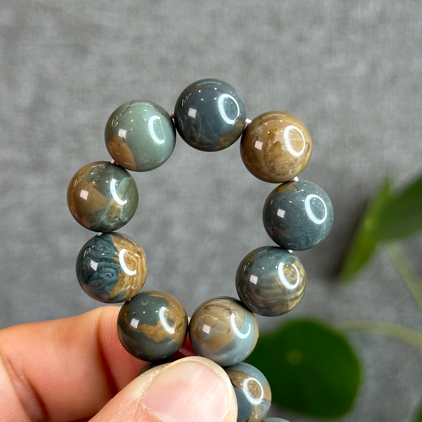 Natural Blue Alashan Agate Bracelet Size 12 mm