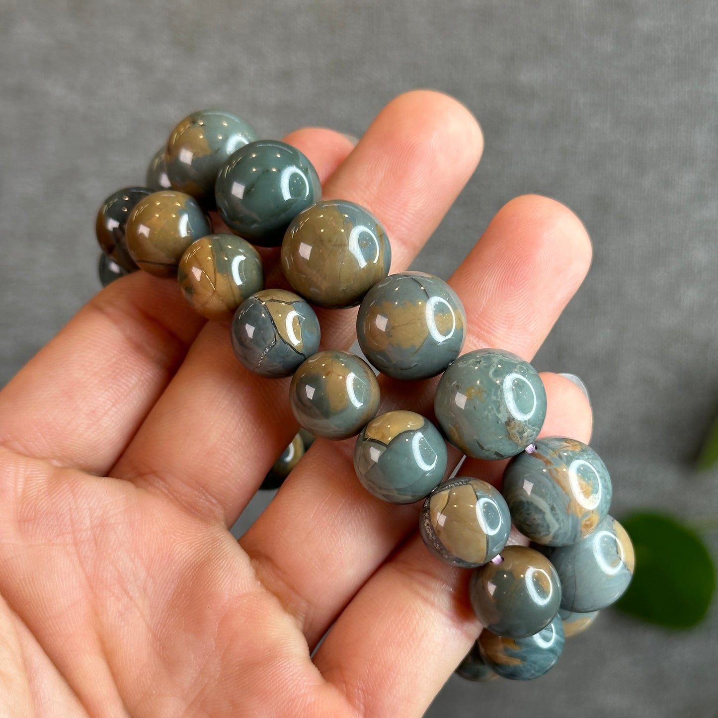 Natural Blue Alashan Agate Bracelet Size 12 mm